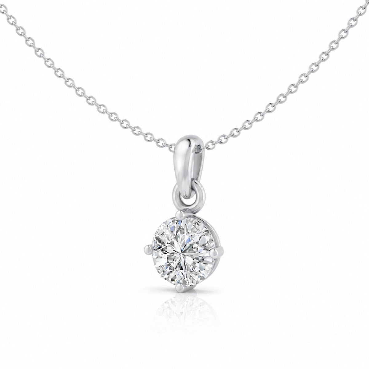 Starlight Solitaire Rhodium plated Pendant 925 Sterling Silver Necklace