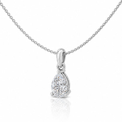 Raindrop Solitaire Rhodium Plated Pendant Necklace