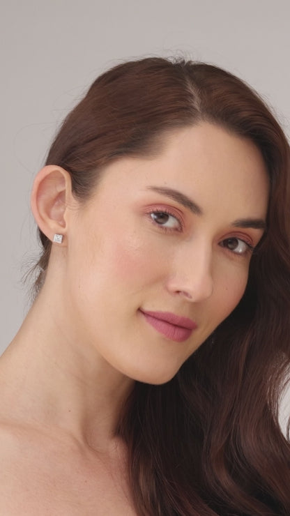 MAIRA Single Stone Square  Stud 925 Sterling Silver Earrings Set Gifts for Girls